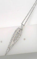 14k WG Open Teardrop Diamond Pendant Necklace