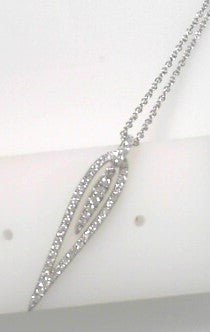 14k WG Open Teardrop Diamond Pendant Necklace