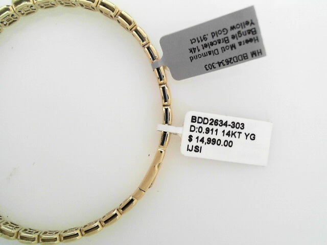 Heera Moti Diamond Bangle Bracelet 14k Yellow Gold .911ct