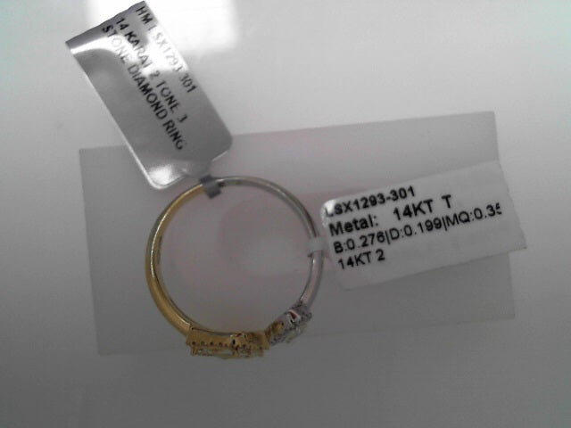 14 KARAT 2 TONE 3 STONE DIAMOND RING .82 ctw