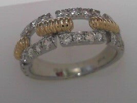 Diamond Two Tone Chain Ring .98ct 14K Gold
