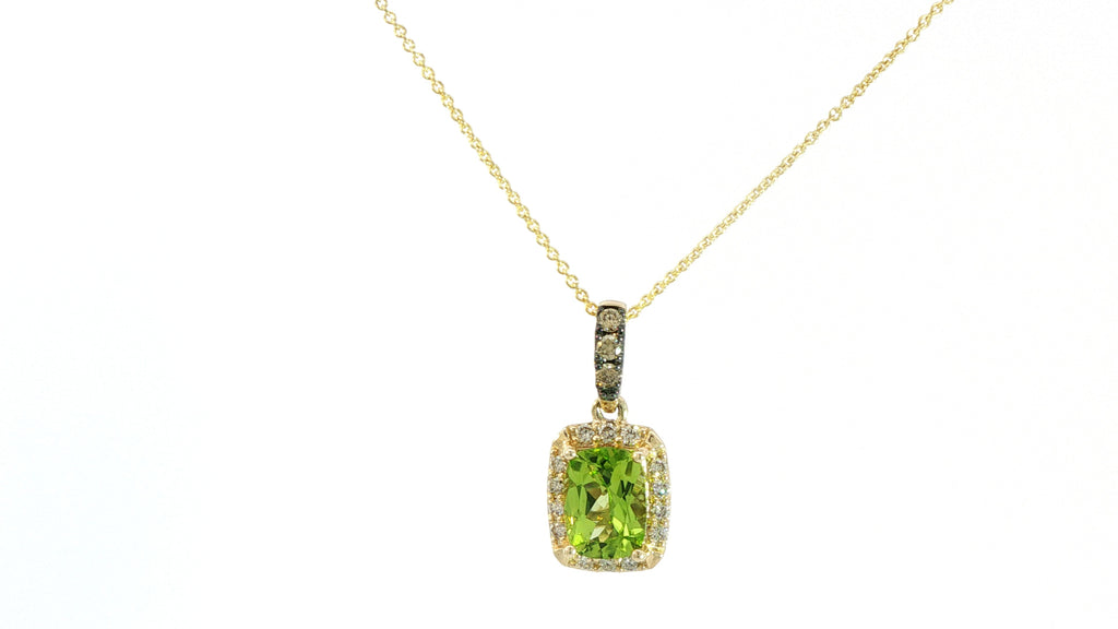 Le Vian® Pendant featuring 1 1/2 cts. Green Apple Peridot™, 1/20 cts. Chocolate Diamonds®, 1/6 cts. Nude Diamonds™ set in 14K Honey Gold™