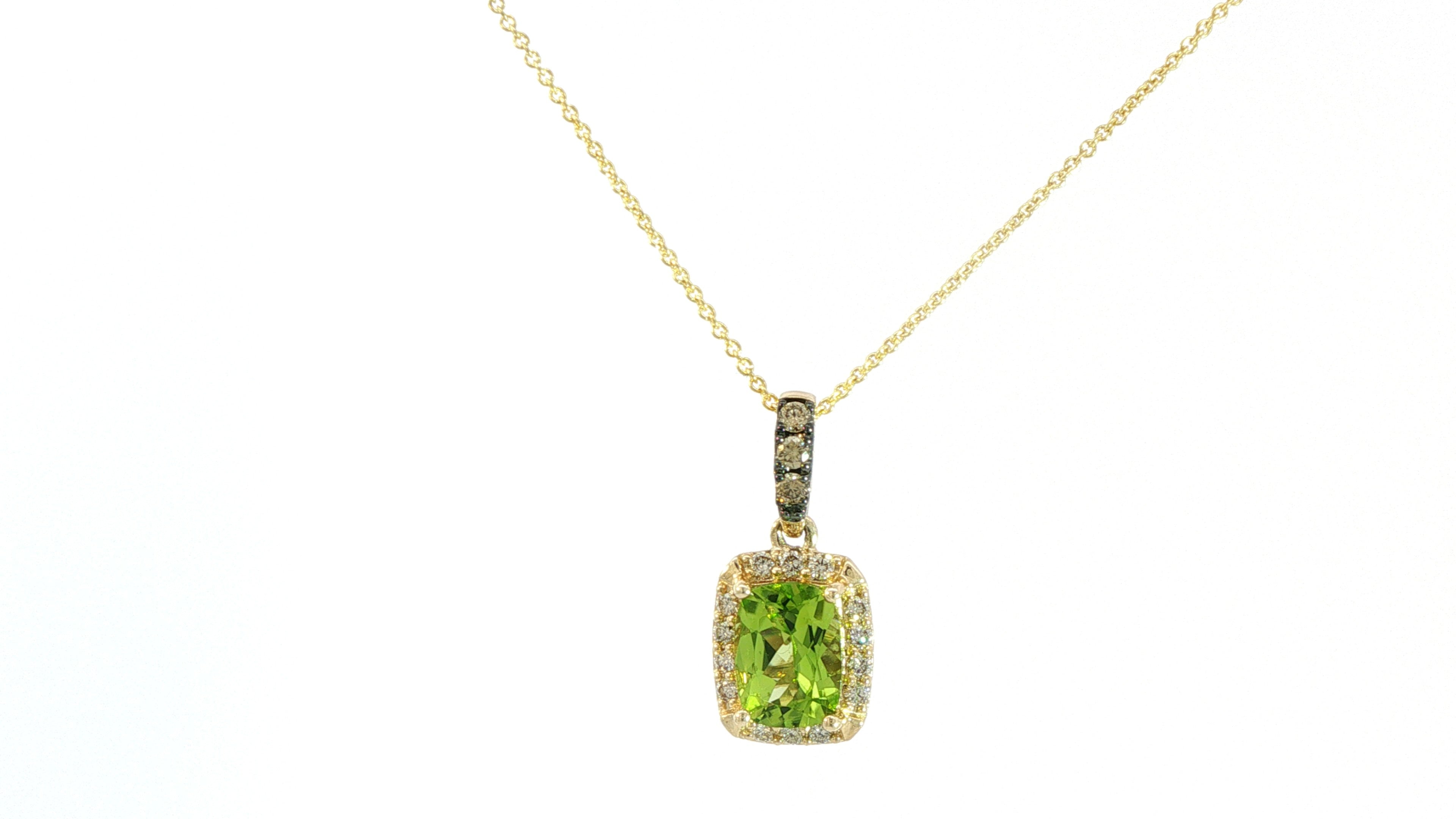 Le Vian® Pendant featuring 1 1/2 cts. Green Apple Peridot™, 1/20 cts. Chocolate Diamonds®, 1/6 cts. Nude Diamonds™ set in 14K Honey Gold™