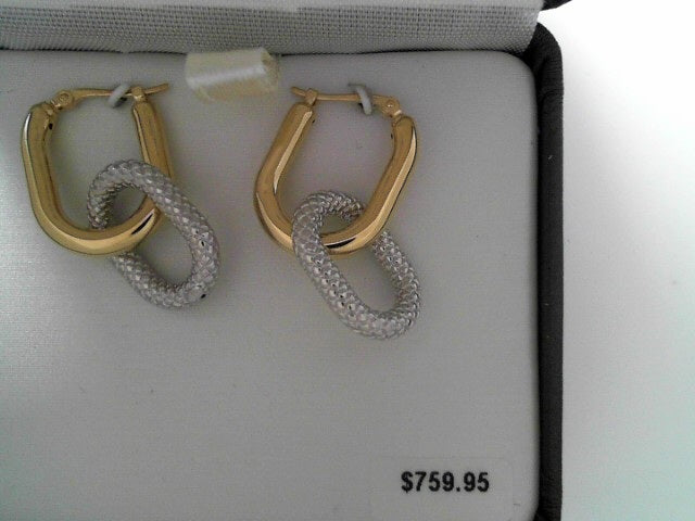 14k Two Tone Dbl Oval Interlocking Hoop