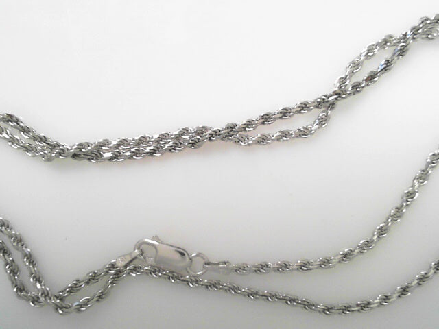 22" SS. Rhodium 2.25mm Diamond Cut Rope Chain