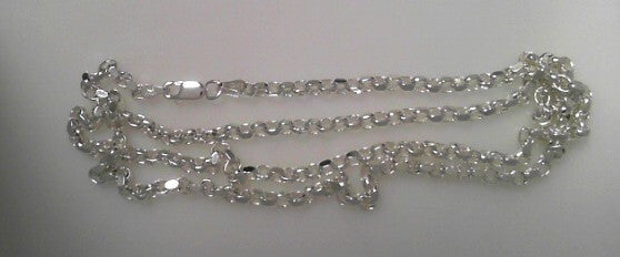 Sterling Silver Rhodium Finish 4mm Rolo Chain 24'