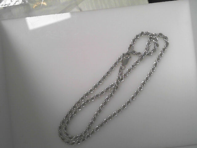 Sterling Silver Rhodium Plated 3mm Solid Rope Chain 18"