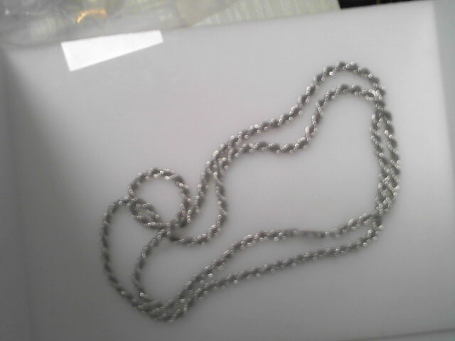 Sterling Silver Rhod Plated 3mm Solid Rope Chain 24"
