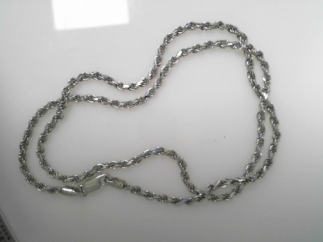 Sterling silver Rhodium Finish 2.75mm Diamond Cut Rope Chain 22"