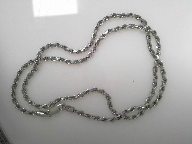 Sterling Silver Rhodium Finish  Diamond Cut Rope Chain 2.5mm 20"