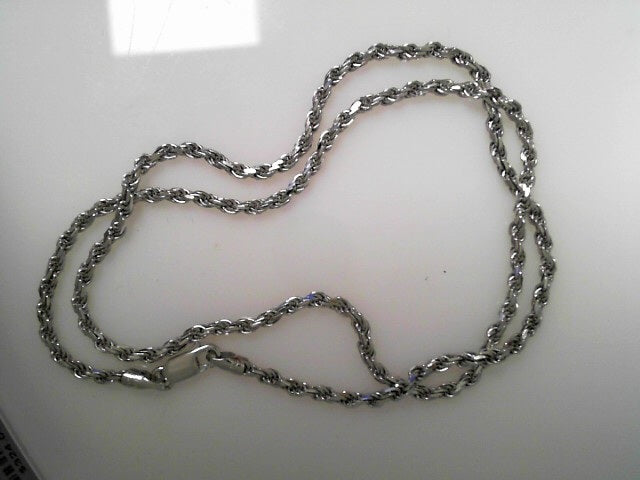 Sterling Silver Rhodium Finish 2.5mm Diamond Cut Rope Chain 18"