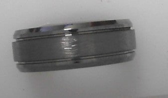 Tungsten Polished Beveled Edges Meteorite look Center 8mm Sz 10