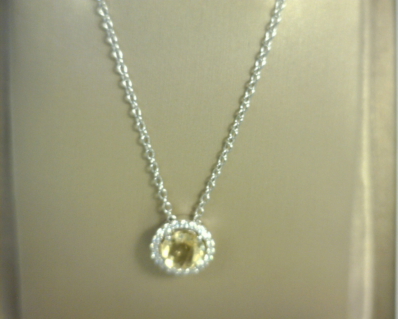 Lafonn Simulated Diamonds/Citrine Pendant Sterling Silver