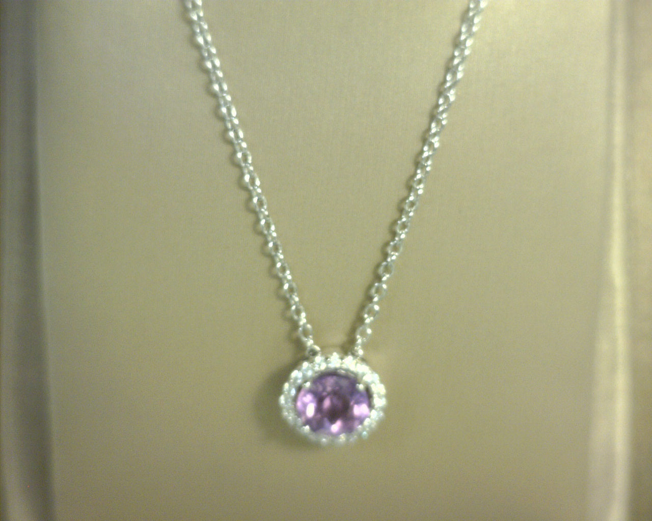 Lafonn Simulated Diamonds/Amethyst Pendant Sterling Silver