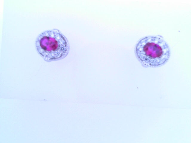 Lafonn Lab Grown Ruby and Simulated Diamond Earrings .52ctw SSilver