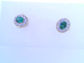 Lafonn Simulated Emerald/Diamond Earrings .52ctw SS GPlated