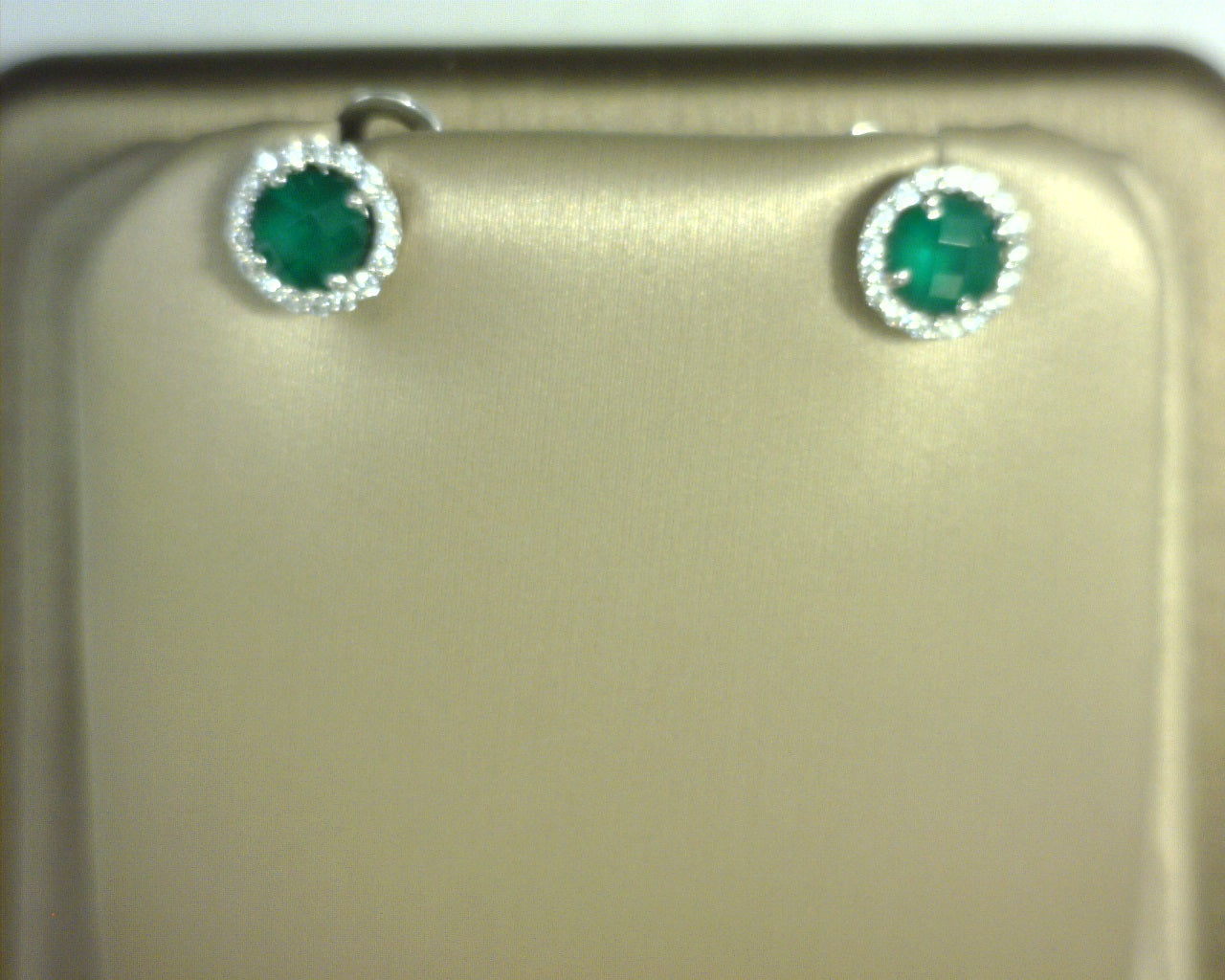 Lafonn Simulated Diamonds/Emerald  Earrings Sterling Silver
