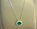 Lafonn Simulated Diamond/Emerald Pendant Sterling Silver