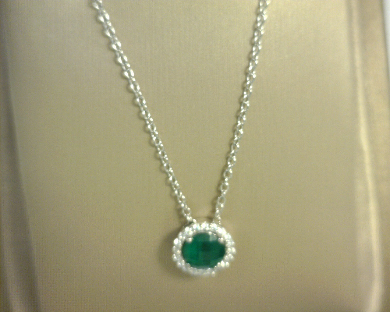 Lafonn Simulated Diamond/Emerald Pendant Sterling Silver