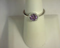 Lafonn Simulated Diamonds/Amethyst Ring Sterling Silver