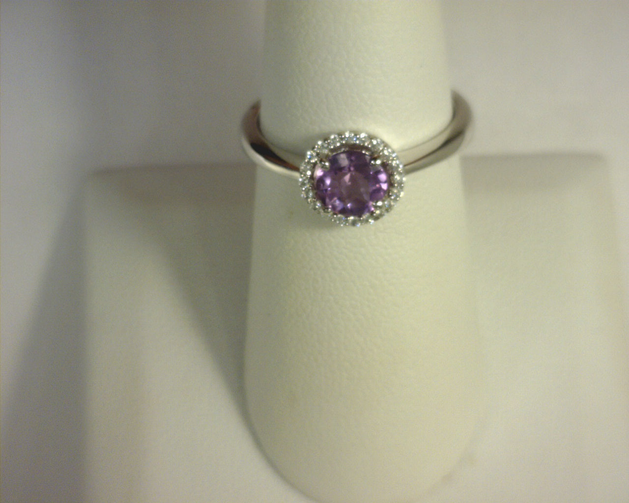 Lafonn Simulated Diamonds/Amethyst Ring Sterling Silver