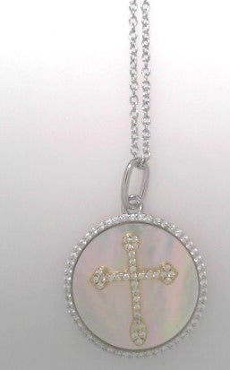 Two Tone .86 Mother of Pearl Necklace 20"