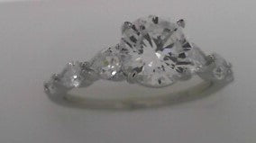 3.08ctw Round and Tapered Engagement Ring Sz 7