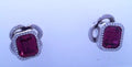 Simulated Diamond with Lab Grown Ruby Earrings