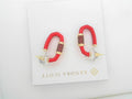 Emery enamel hoop earringsgold red mix