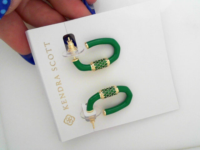 Emery enamel gold hoop earrings