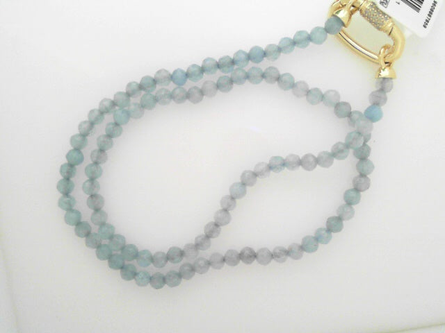 emery beaded gold blue necklace