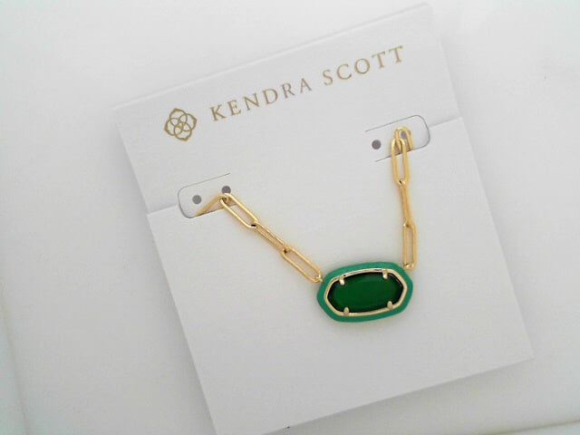 elisa enamel gold green necklace