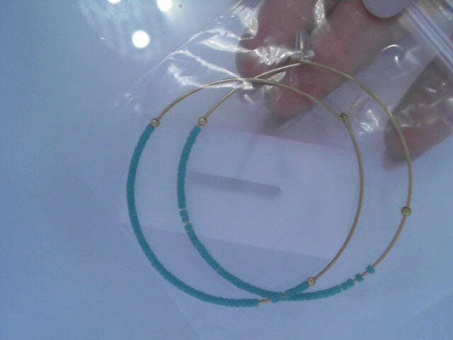 HALF MOON HOOPS IN 14 KARAT GOLD FILLED AND TURQOUISE