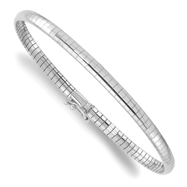 Leslie's 14K White Gold 4mm Domed 7 inch Omega Bracelet - Image 3