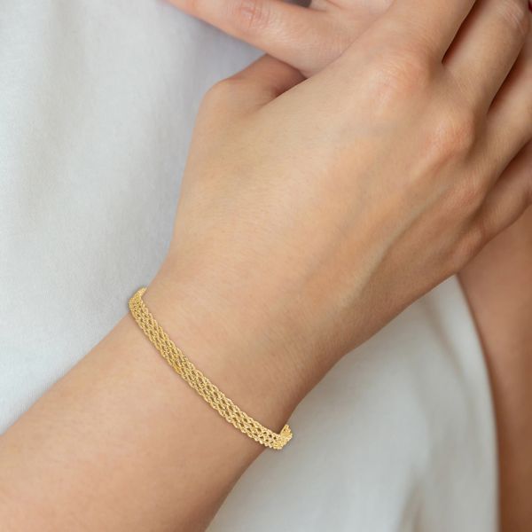 Leslie's 10K 4.5mm Wide Diamond-Cut Triple Rope Bracelet - Image 5