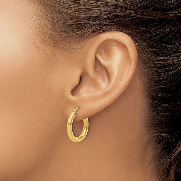 Leslie's 10K Polished Hinged Hoop Earrings - Image 3