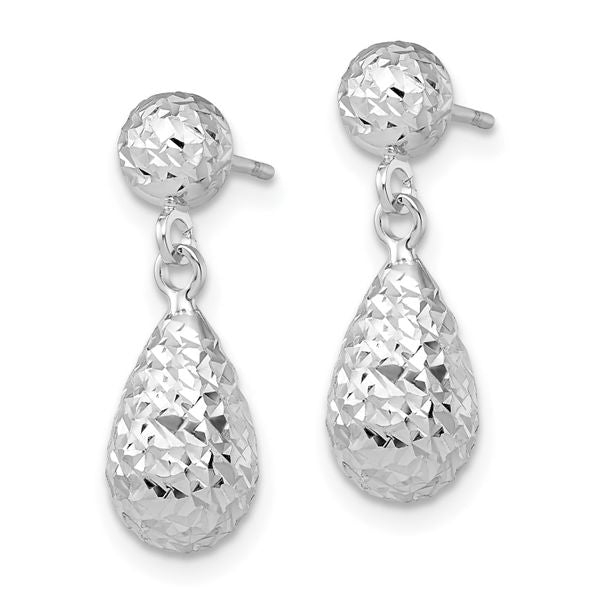 Leslie's 10K White Gold D/C Post Dangle Earrings - Image 2