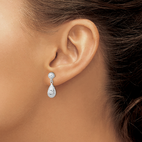 Leslie's 10K White Gold D/C Post Dangle Earrings - Image 3