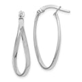 Leslie's 10K White Gold Polished Oval Hinged Hoop Earrings