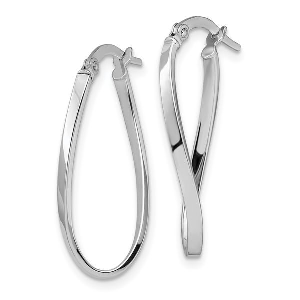 Leslie's 10K White Gold Polished Oval Hinged Hoop Earrings - Image 2