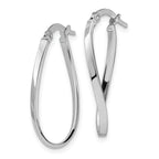 Leslie's 10K White Gold Polished Oval Hinged Hoop Earrings - Image 2