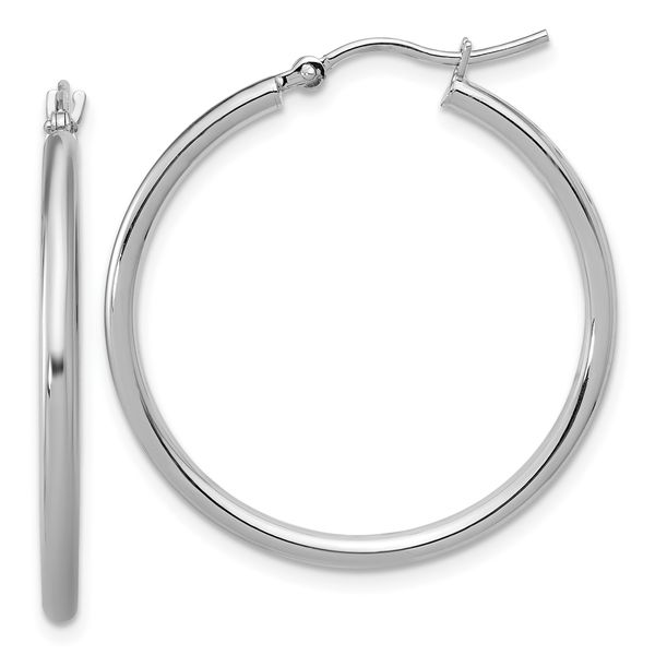 Leslie's 10K White Gold Polished Hinged Hoop Earrings