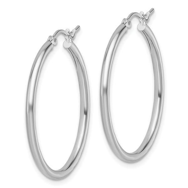 Leslie's 10K White Gold Polished Hinged Hoop Earrings - Image 2