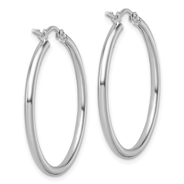Leslie's 10K White Gold Polished Hinged Hoop Earrings - Image 4