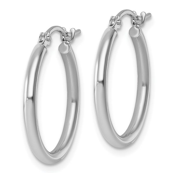 Leslie's 10K White Gold Polished Hinged Hoop Earrings - Image 2