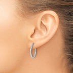 Leslie's 10K White Gold Polished Hinged Hoop Earrings - Image 3