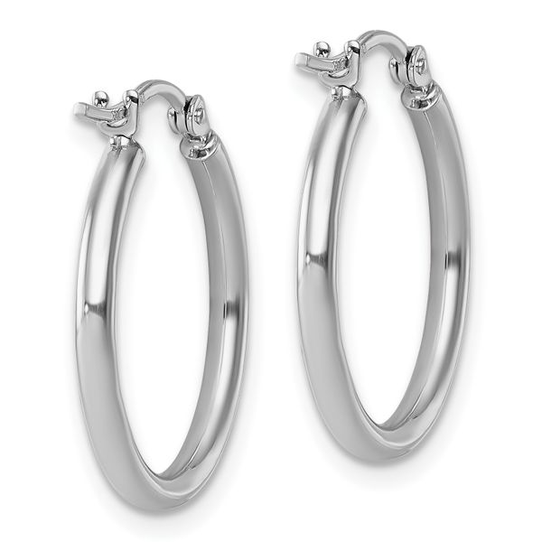 Leslie's 10K White Gold Polished Hinged Hoop Earrings - Image 4