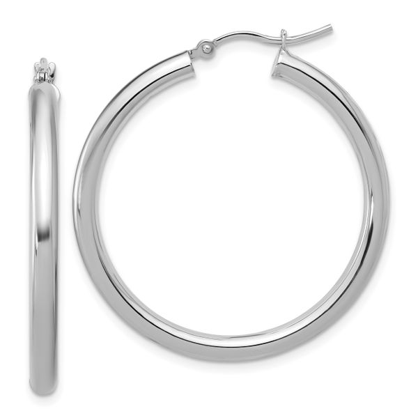 Leslie's 10K White Gold Polished Hinged Hoop Earrings