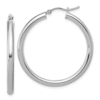 Leslie's 10K White Gold Polished Hinged Hoop Earrings