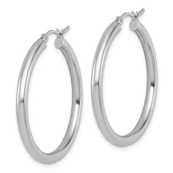 Leslie's 10K White Gold Polished Hinged Hoop Earrings - Image 2